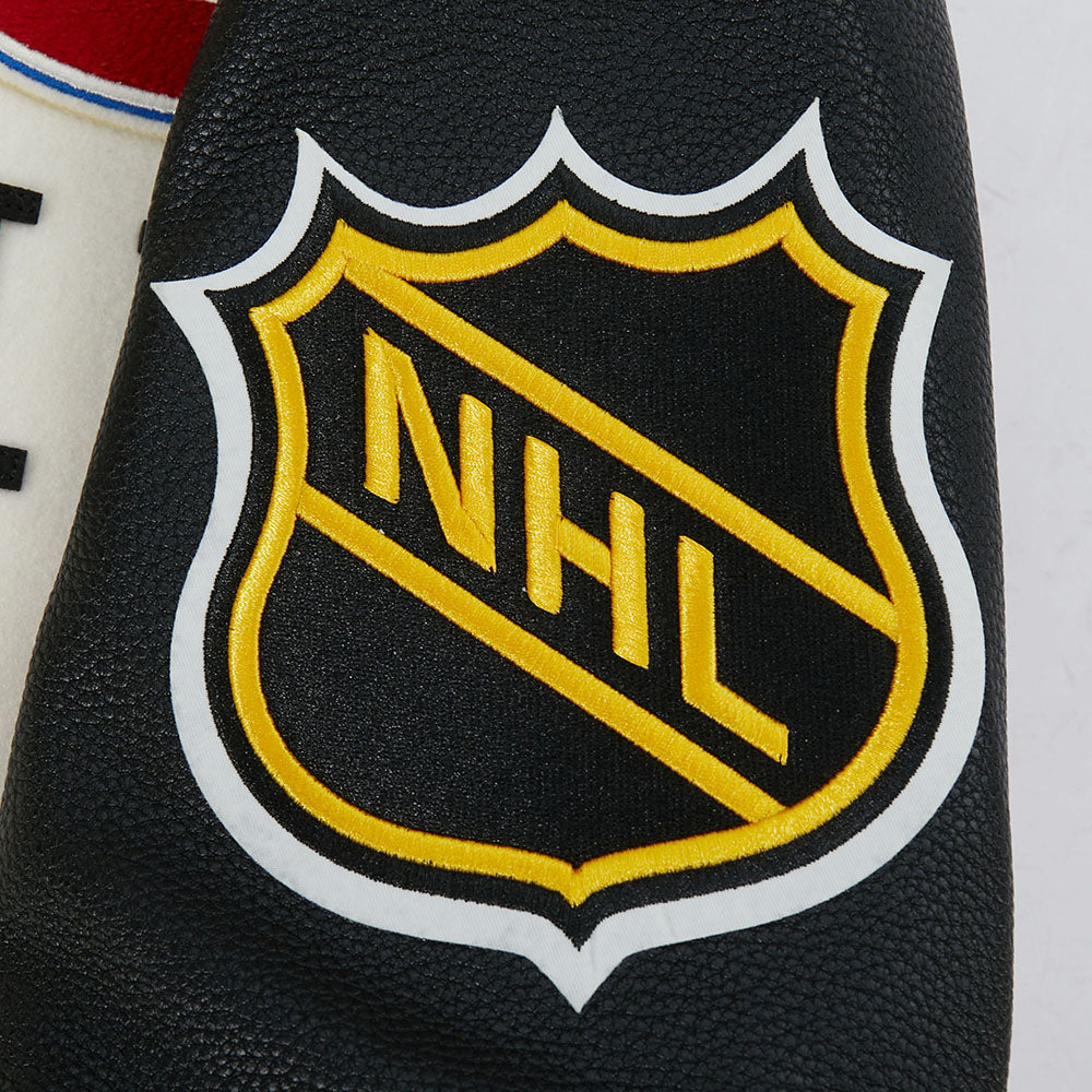 Montreal Canadiens NHL Pro Standard Men's Eggshell/Black Modern Originals Rib Wool Varsity Jacket