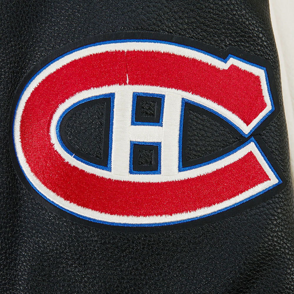 Montreal Canadiens NHL Pro Standard Men's Eggshell/Black Modern Originals Rib Wool Varsity Jacket