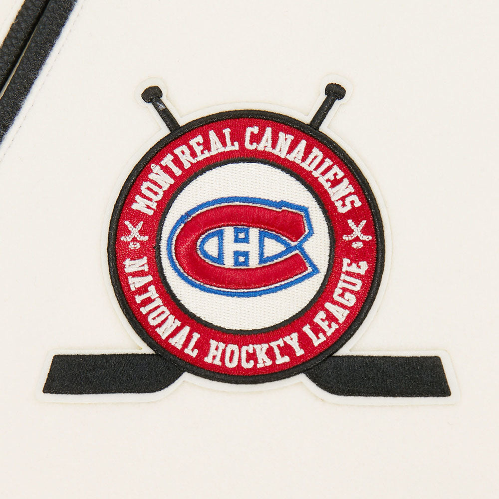 Montreal Canadiens NHL Pro Standard Men's Eggshell/Black Modern Originals Rib Wool Varsity Jacket