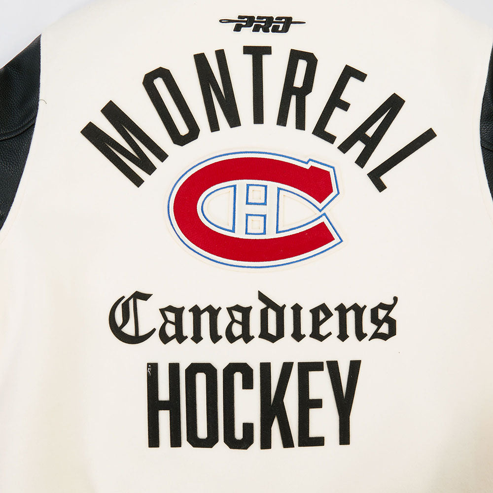 Montreal Canadiens NHL Pro Standard Men's Eggshell/Black Modern Originals Rib Wool Varsity Jacket