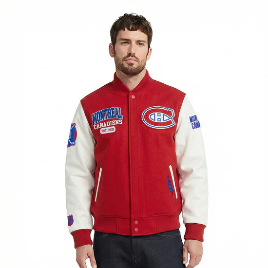 Veste universitaire en laine rouge/blanc City Arch Pro Standard des Canadiens de Montréal pour homme