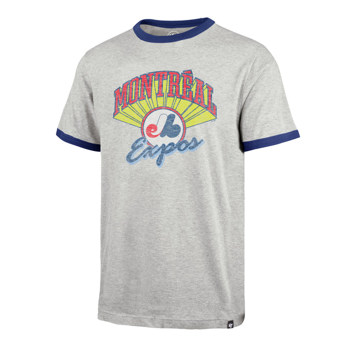 Montreal Expos MLB 47 Brand Men's Athletic Grey Wax Pack Ringer T-Shirt