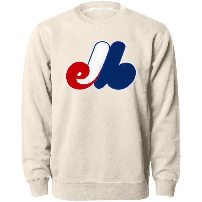 Montreal Expos MLB Bulletin Men's Natural Twill Logo Express Crew Sweater