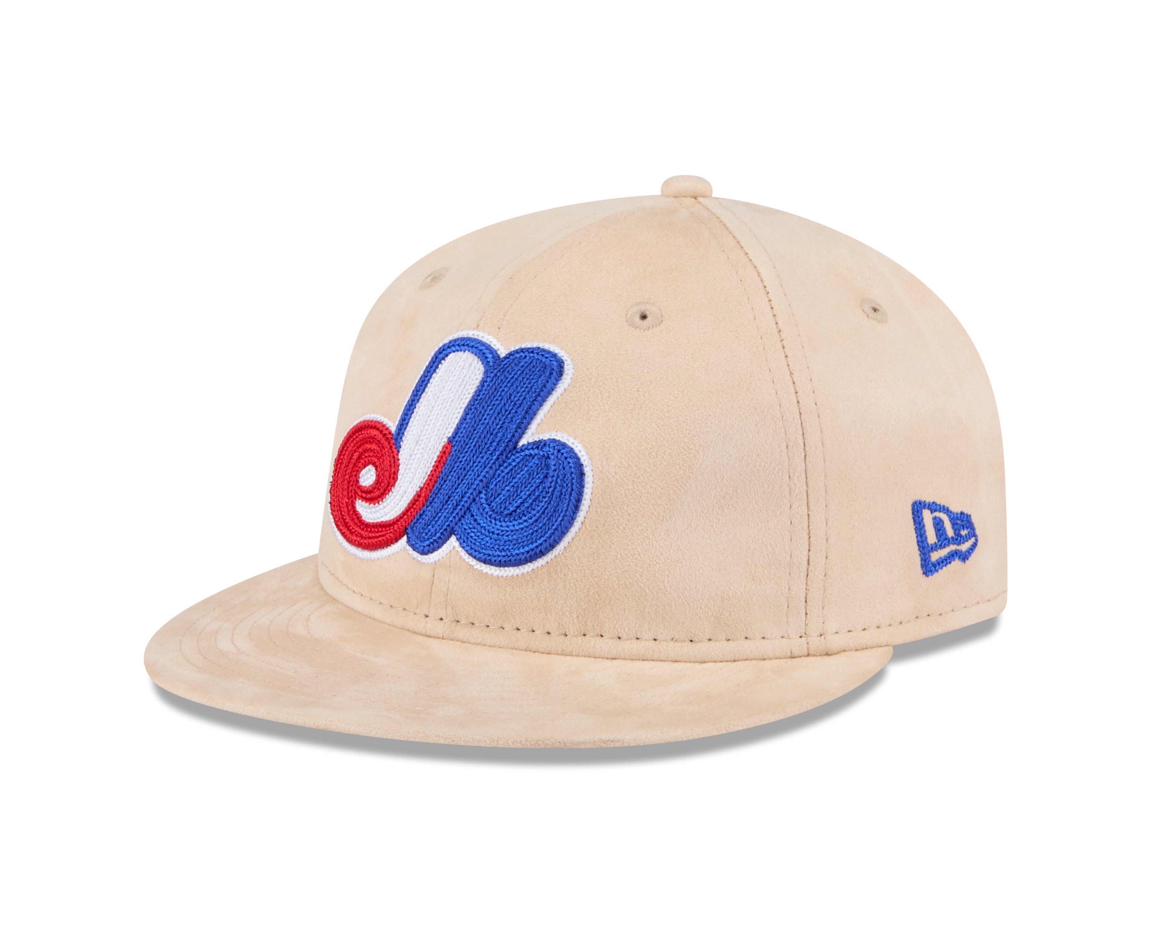 Casquette snapback 9Fifty Retro Crown Cooperstown en daim beige pour homme des Expos de Montréal MLB New Era