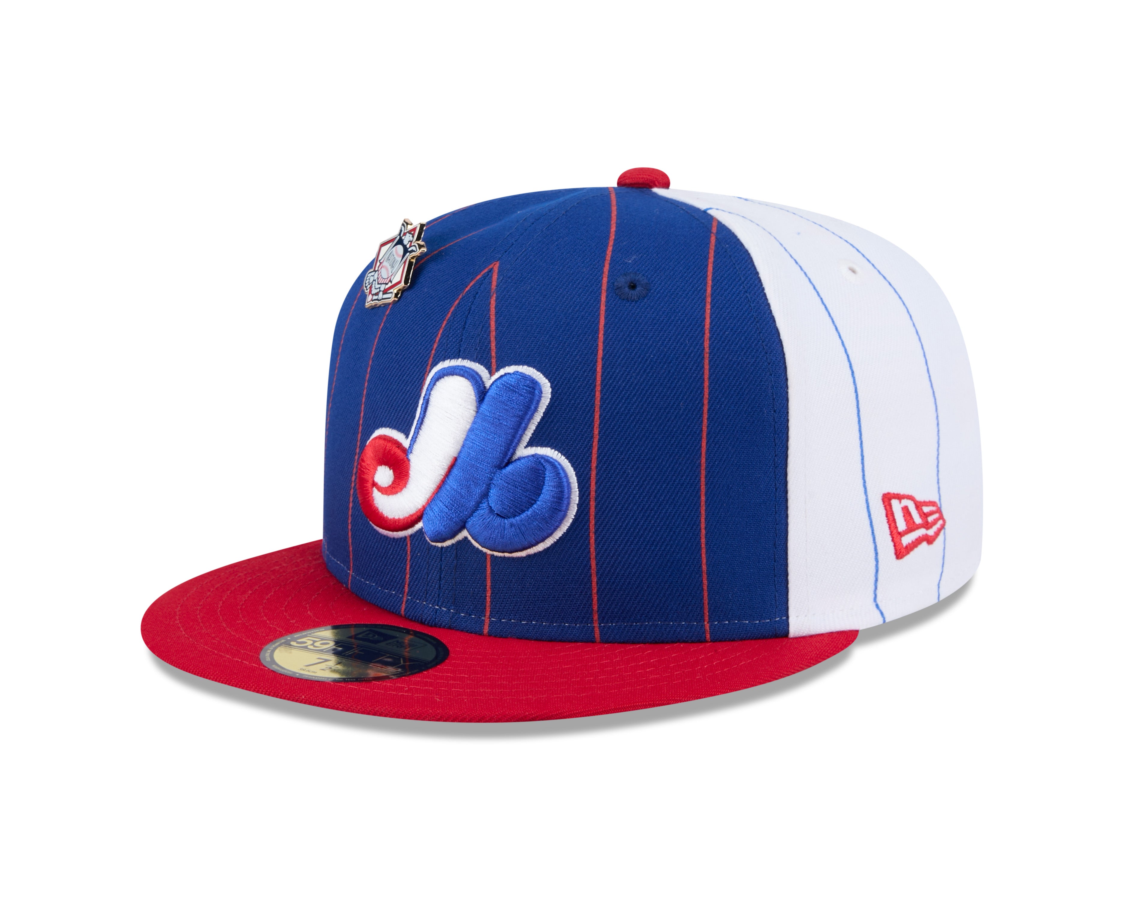 Casquette ajustée à rayures bicolores bleu royal 59Fifty pour homme des Expos de Montréal MLB New Era