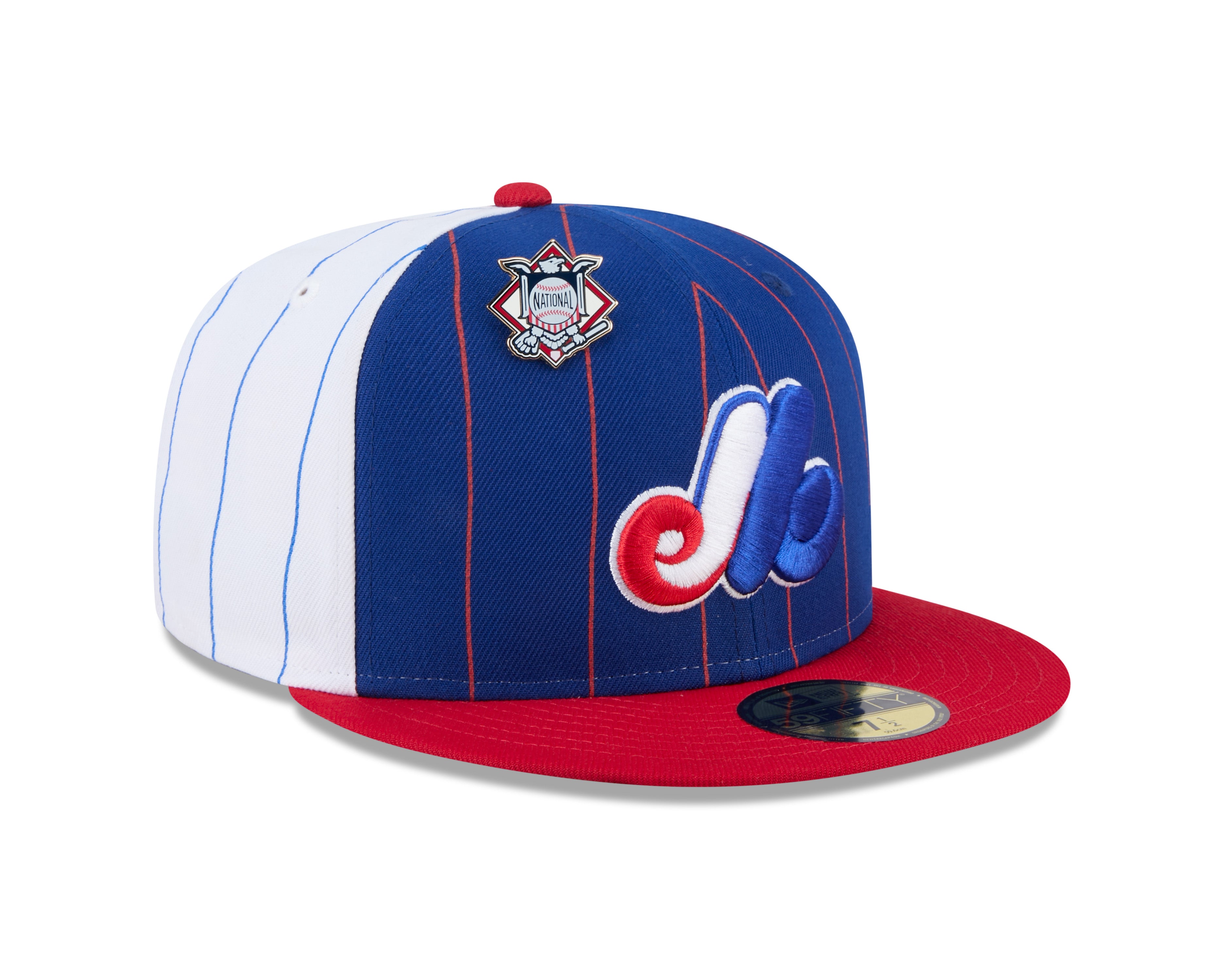 Casquette ajustée à rayures bicolores bleu royal 59Fifty pour homme des Expos de Montréal MLB New Era
