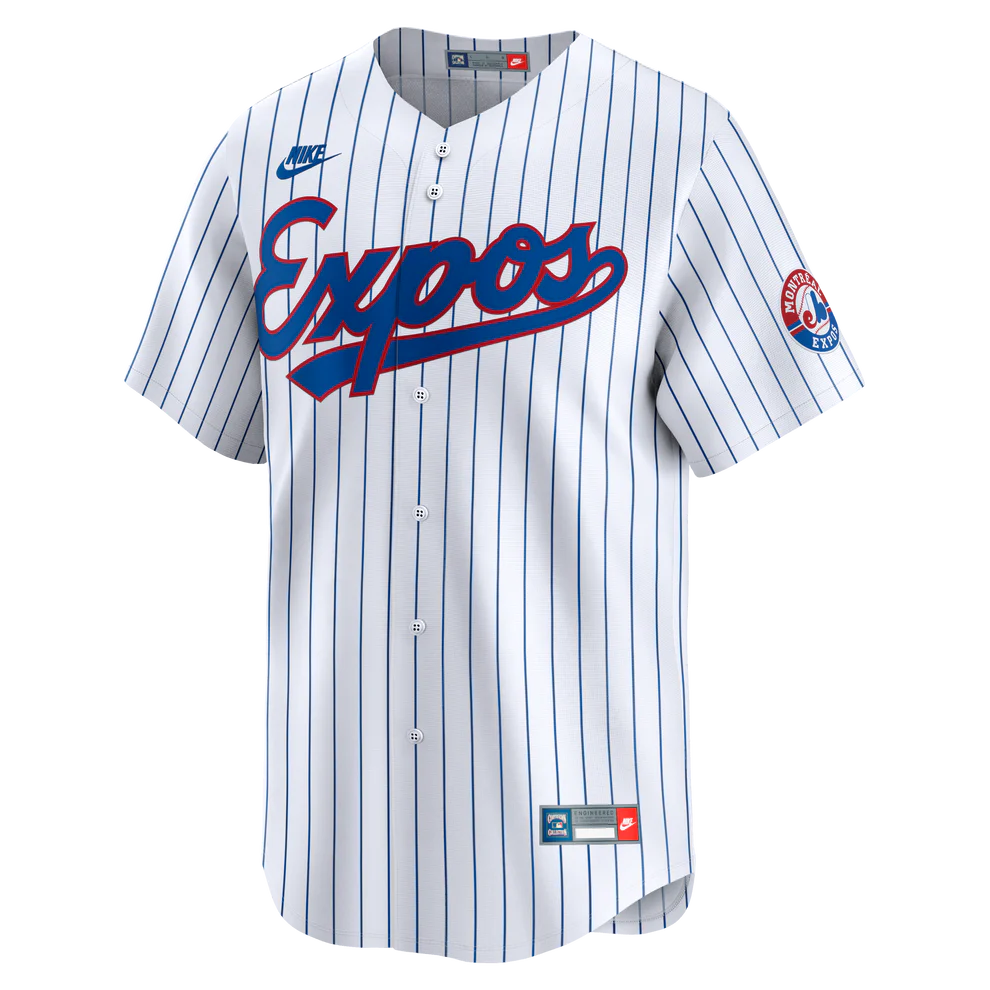 Montreal Expos MLB Nike Men's White Cooperstown Pinstripe Replica Jersey