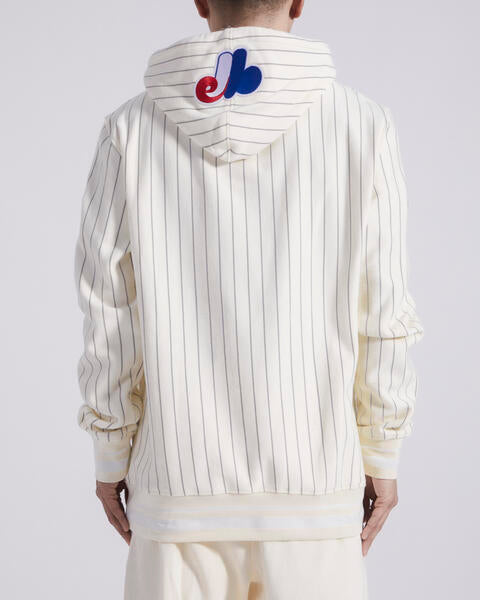 Montreal Expos MLB Pro Standard Men's Cream Pinstripe Cooperstown Pullover Hoodie