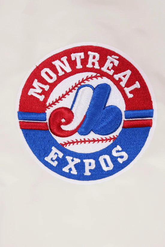 Veste en satin côtelé Cooperstown blanc cassé pour homme des Expos de Montréal MLB Pro Standard