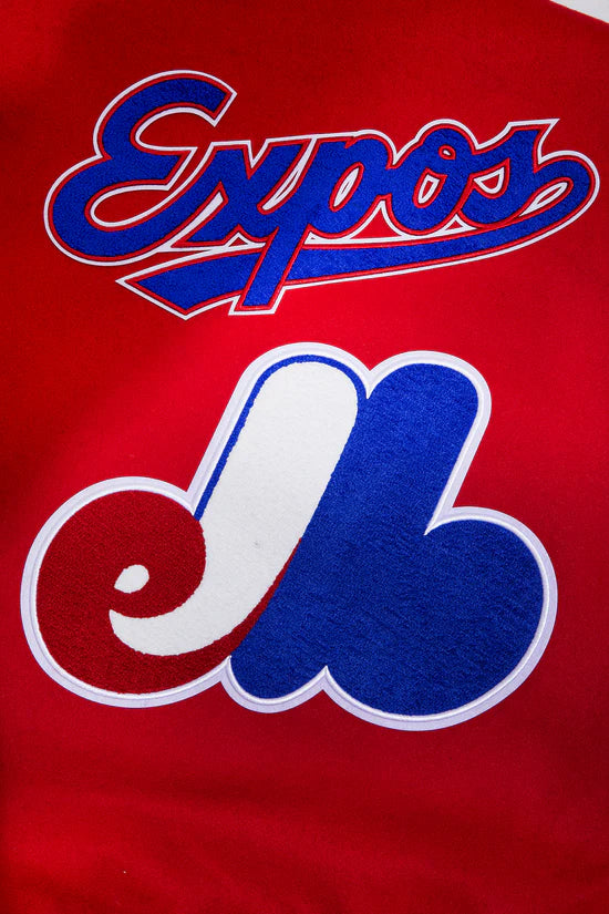 Veste universitaire en laine côtelée Cooperstown rouge/blanc pour homme des Expos de Montréal MLB Pro Standard