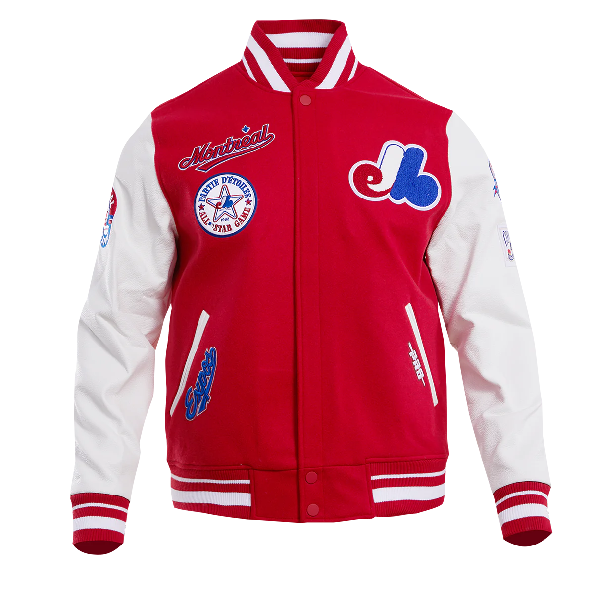 Montreal Expos MLB Pro Standard Men's Red/White Cooperstown Rib Wool Varsity Jacket