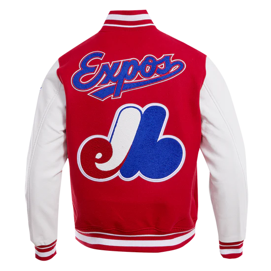 Veste universitaire en laine côtelée Cooperstown rouge/blanc pour homme des Expos de Montréal MLB Pro Standard