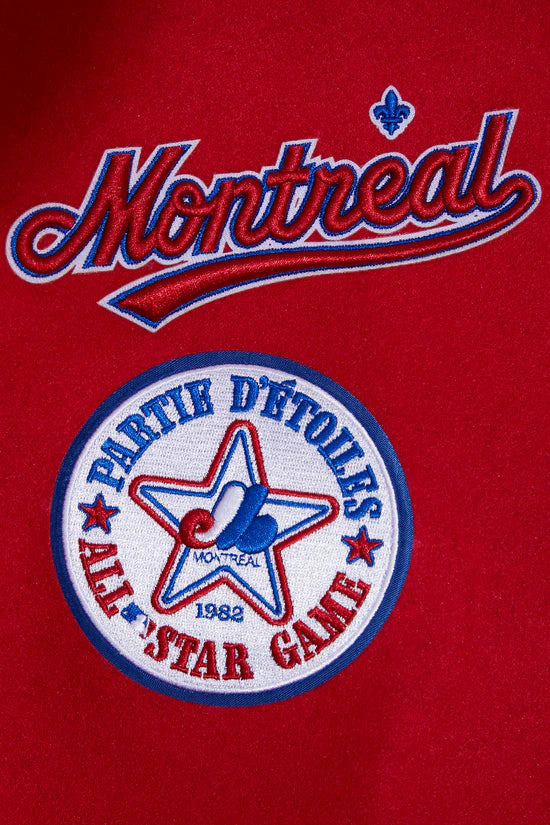 Veste universitaire en laine côtelée Cooperstown rouge/blanc pour homme des Expos de Montréal MLB Pro Standard