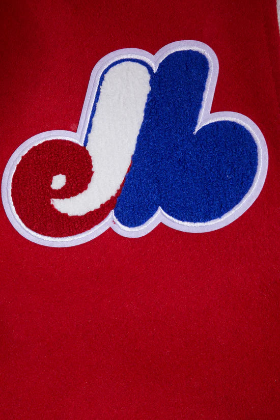 Veste universitaire en laine côtelée Cooperstown rouge/blanc pour homme des Expos de Montréal MLB Pro Standard