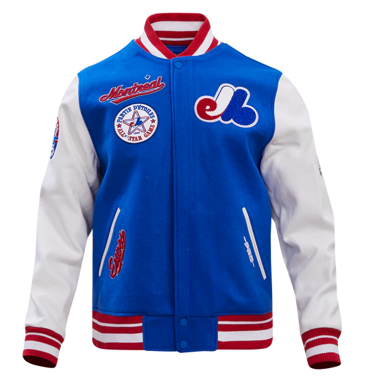 Montreal Expos MLB Pro Standard Men's Royal Blue/White Cooperstown Rib Wool Varsity Jacket
