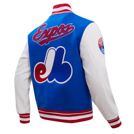 Montreal Expos MLB Pro Standard Men's Royal Blue/White Cooperstown Rib Wool Varsity Jacket