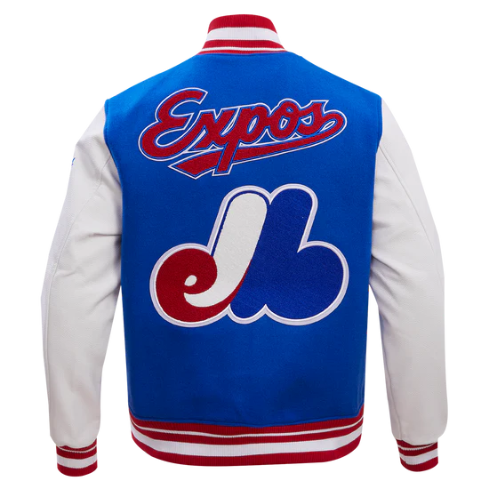 Montreal Expos MLB Pro Standard Men's Royal Blue/White Cooperstown Rib Wool Varsity Jacket
