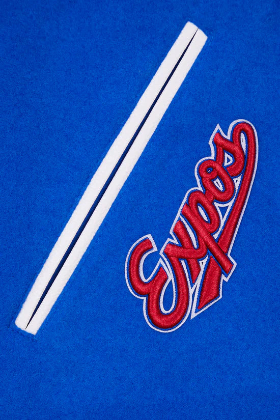 Montreal Expos MLB Pro Standard Men's Royal Blue/White Cooperstown Rib Wool Varsity Jacket