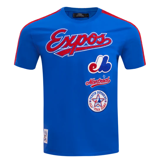 T-shirt rayé classique rétro Royal Cooperstown pour homme, modèle Pro Standard des Expos de Montréal de la MLB