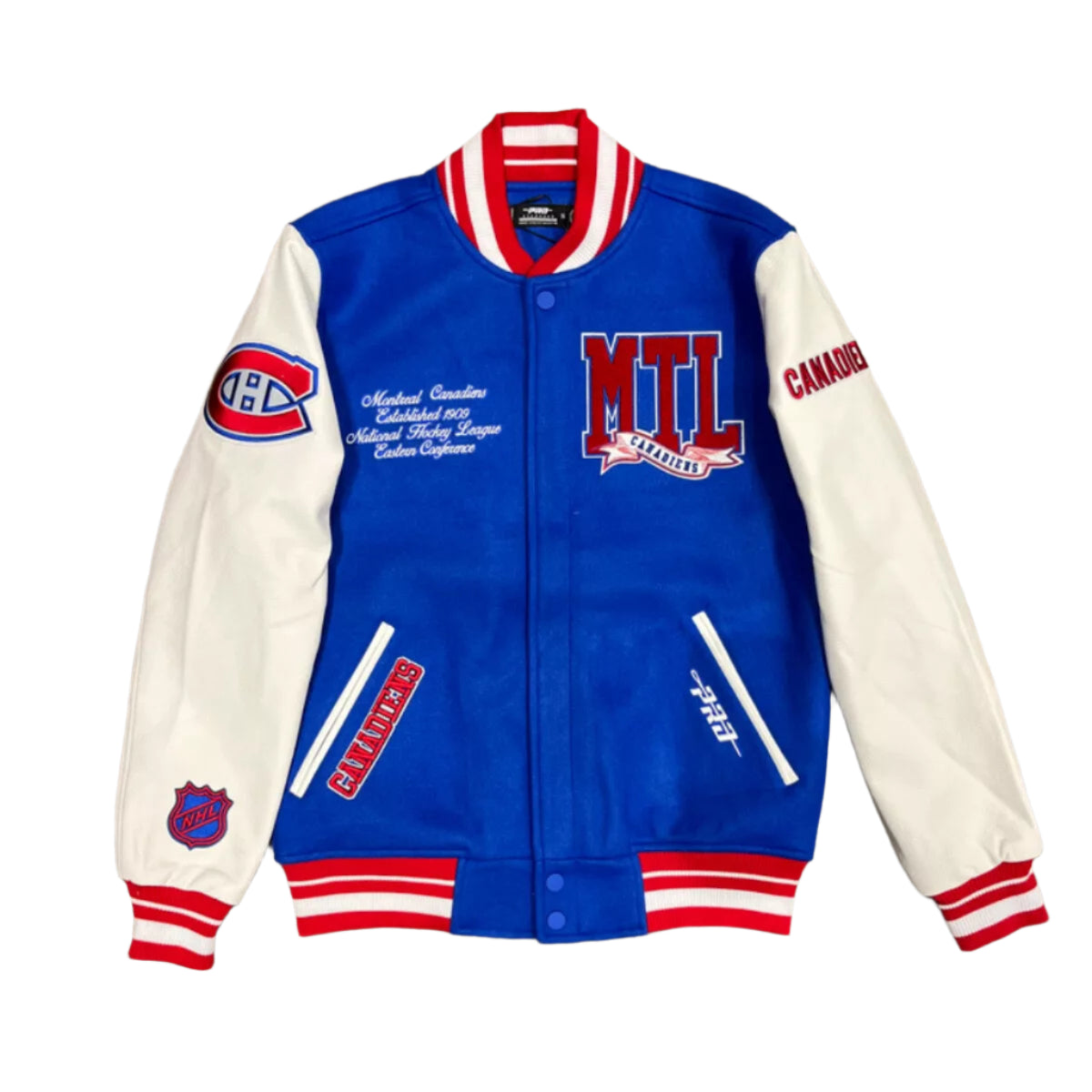 Veste universitaire en laine côtelée bleu royal/blanc pour homme des Canadiens de Montréal NHL Pro Standard