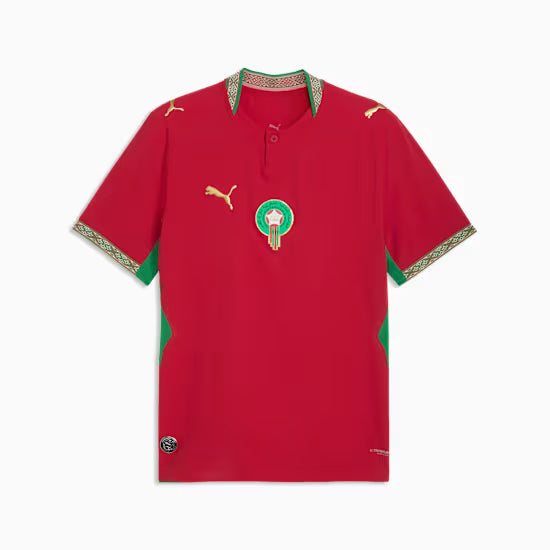 Maillot domicile authentique rouge Puma Homme FIFA 2026 de l'équipe nationale du Maroc