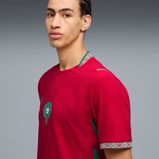 Maillot domicile authentique rouge Puma Homme FIFA 2026 de l'équipe nationale du Maroc