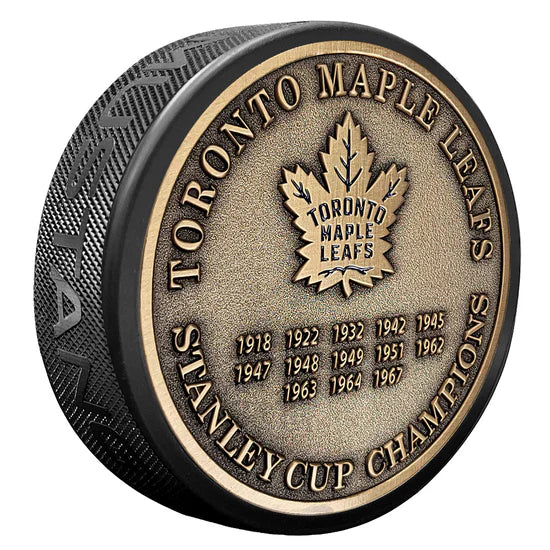 Toronto Maple Leafs NHL Stanley Cup Years Medallion Hockey Puck