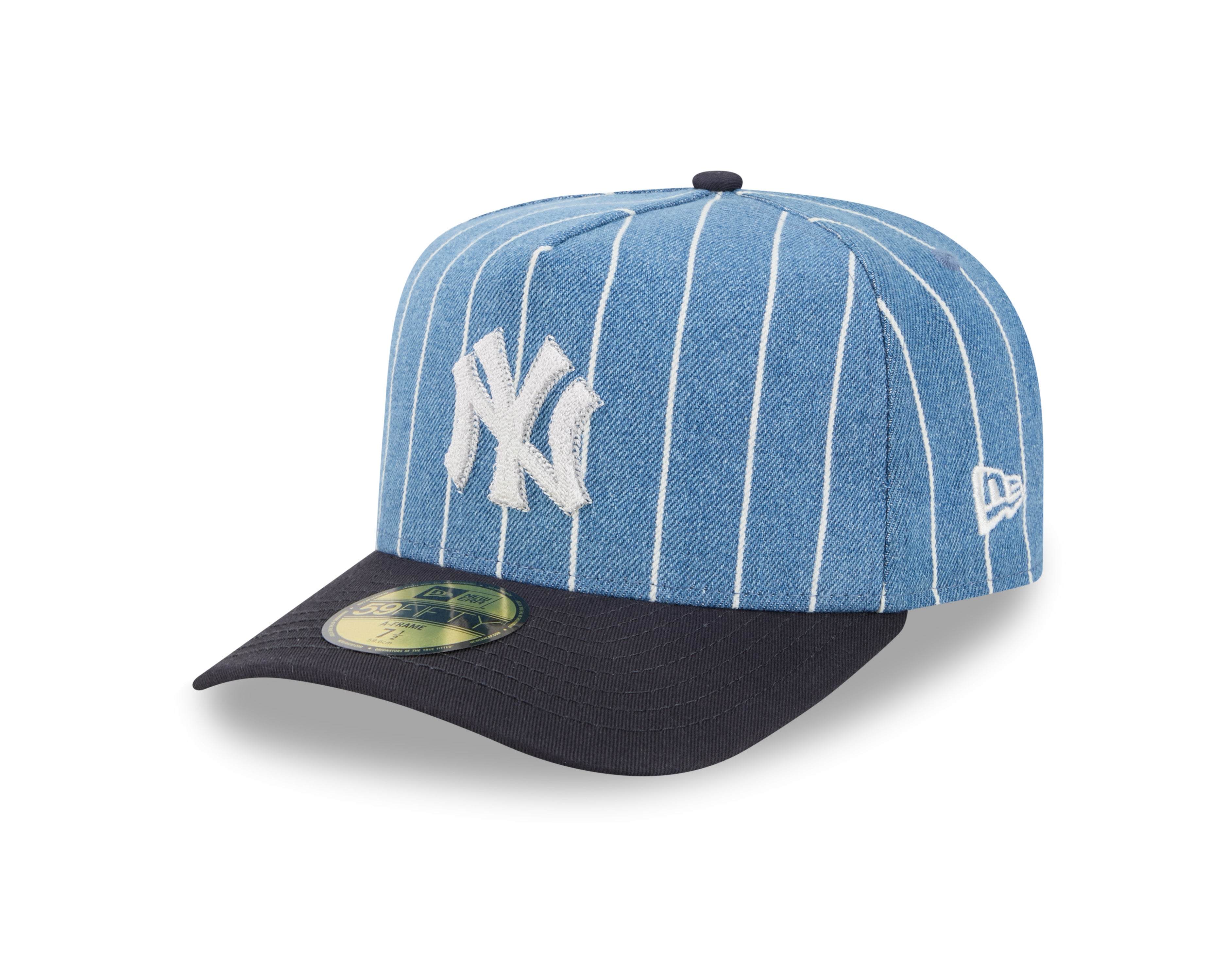 New York Yankees MLB New Era Men's Light Blue/Black 59Fifty A-Frame Parallel Fitted Hat