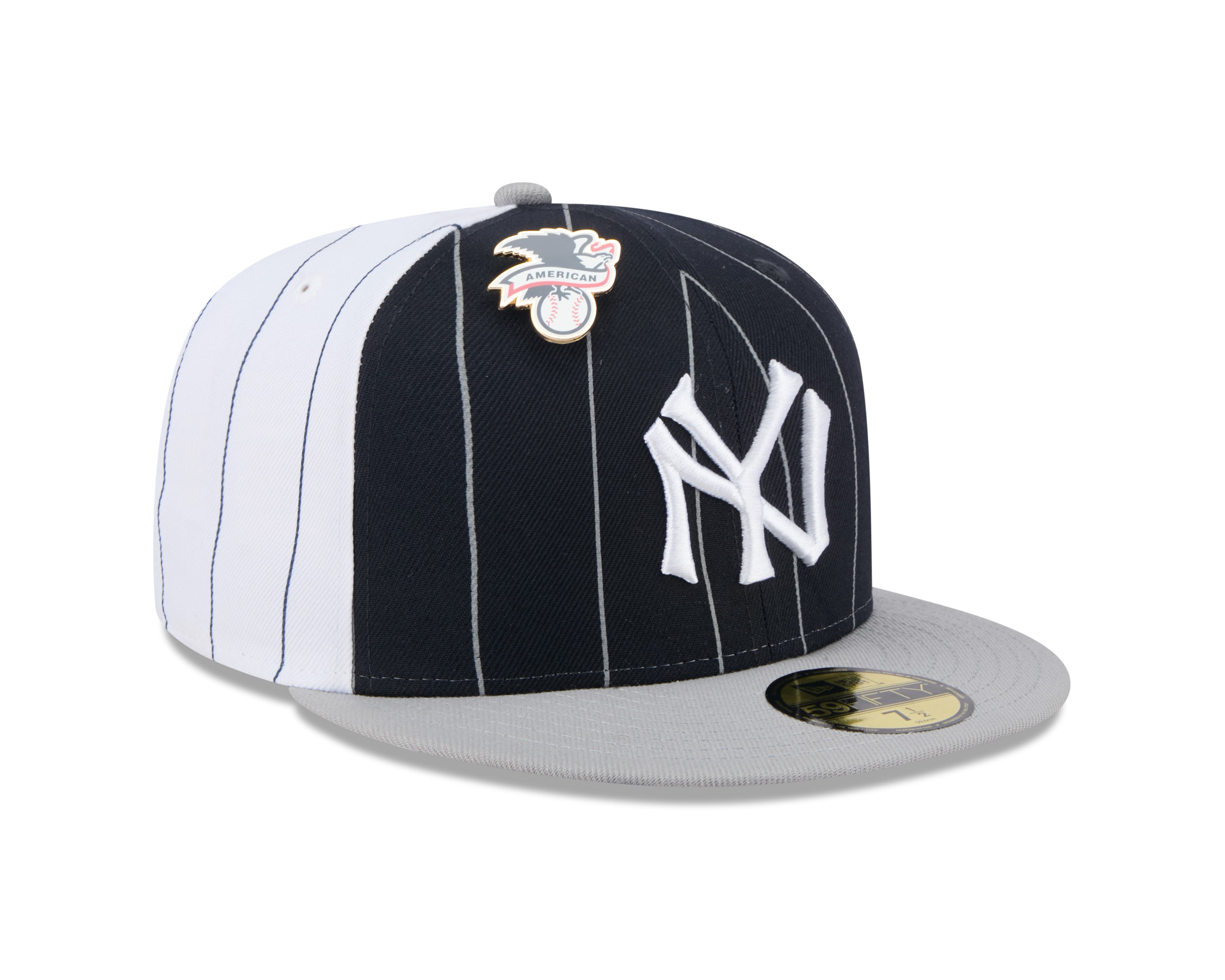 Casquette ajustée à rayures bicolores bleu marine 59Fifty MLB New Era pour homme des Yankees de New York