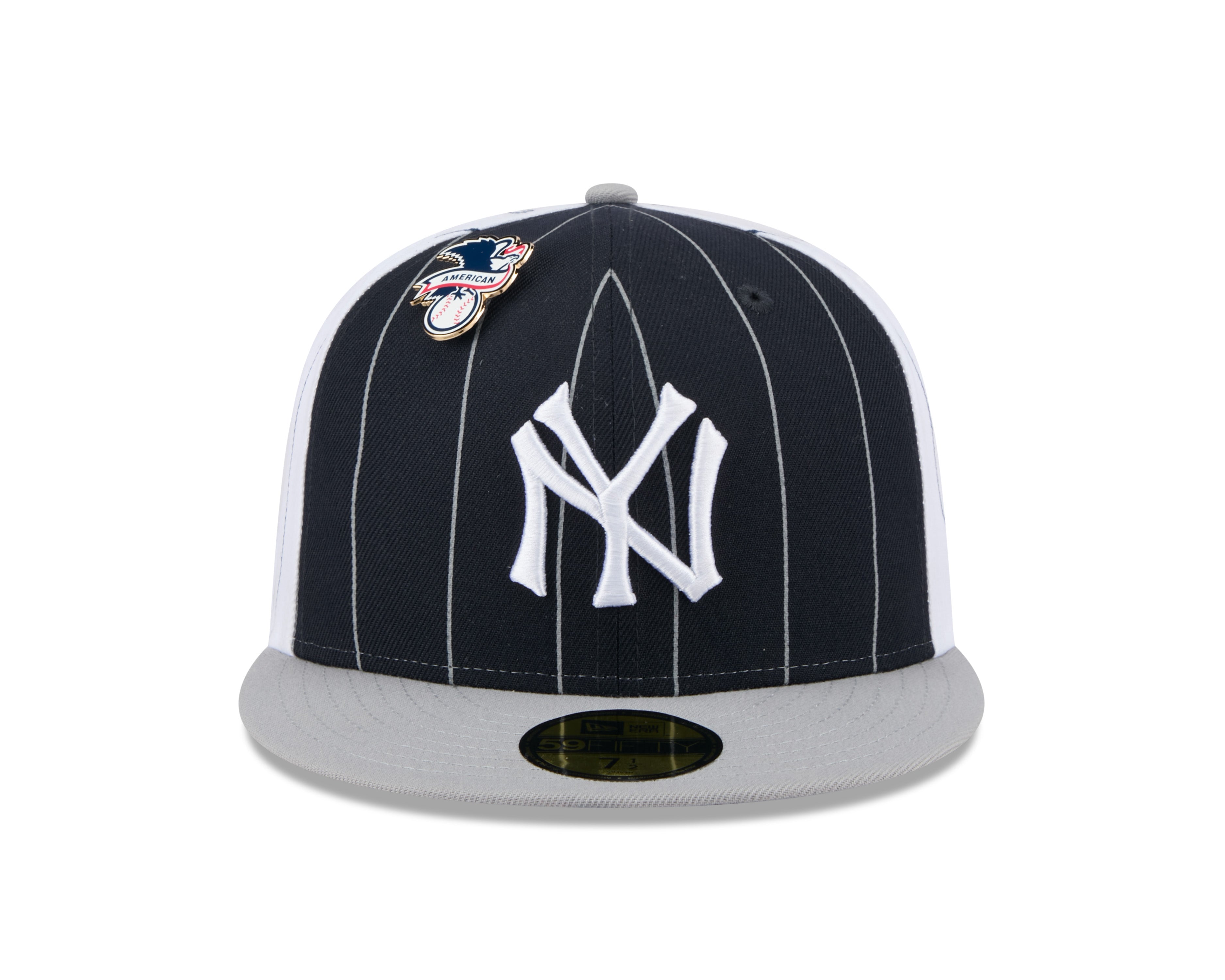 Casquette ajustée à rayures bicolores bleu marine 59Fifty MLB New Era pour homme des Yankees de New York