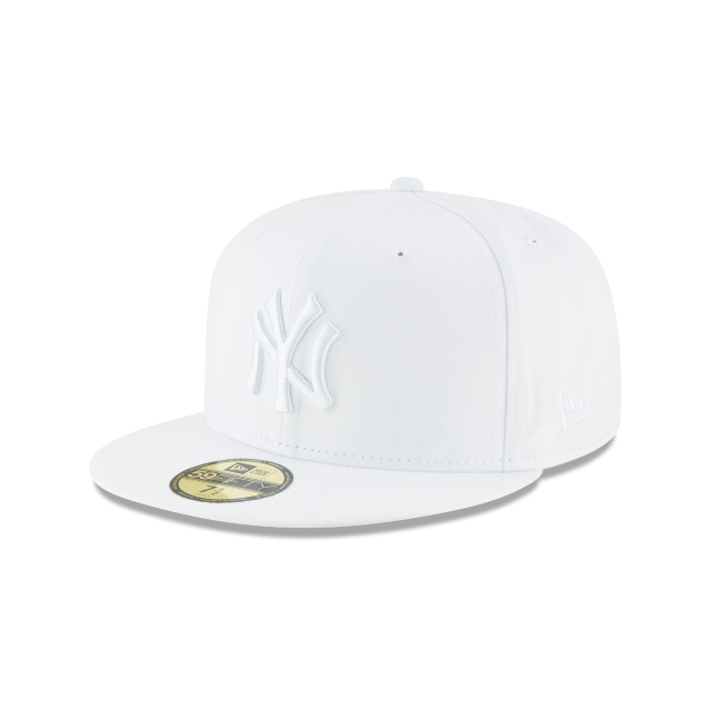 New York Yankees MLB New Era Casquette ajustée de base blanc sur blanc 59Fifty pour hommes