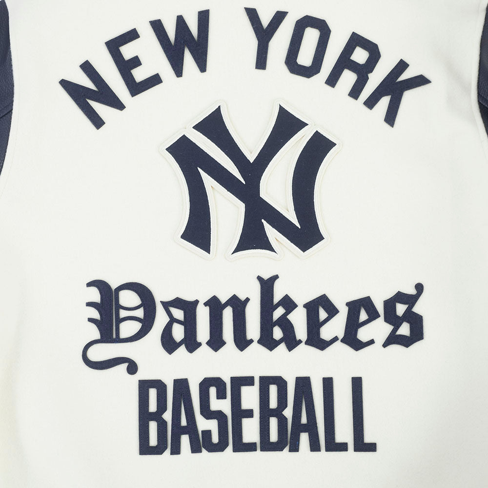 New York Yankees MLB Pro Standard Men's Eggshell/Navy Modern Originals Rib Wool Varsity Jacket