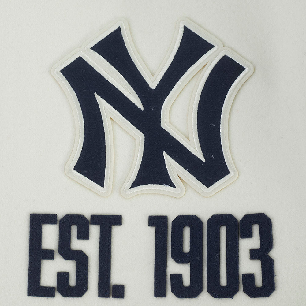New York Yankees MLB Pro Standard Men's Eggshell/Navy Modern Originals Rib Wool Varsity Jacket