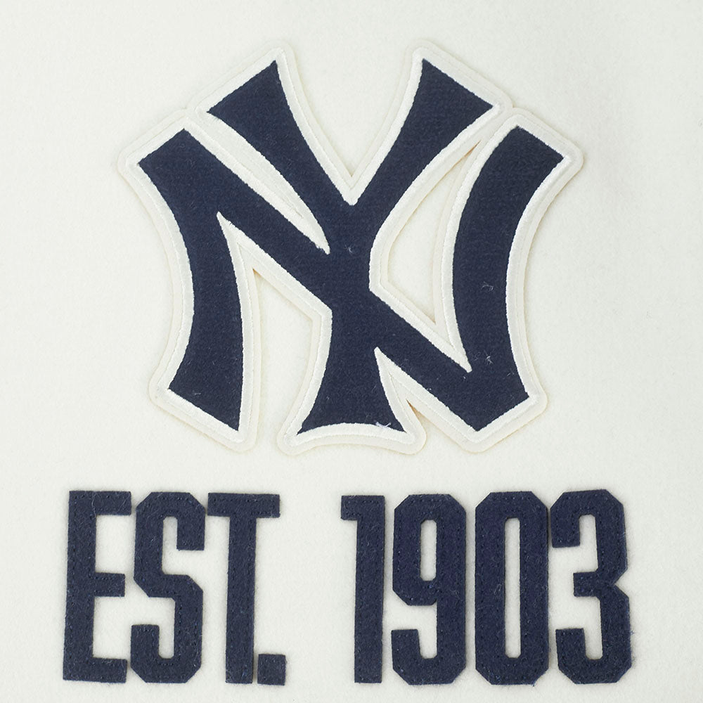 New York Yankees MLB Pro Standard Men's Eggshell/Navy Modern Originals Rib Wool Varsity Jacket