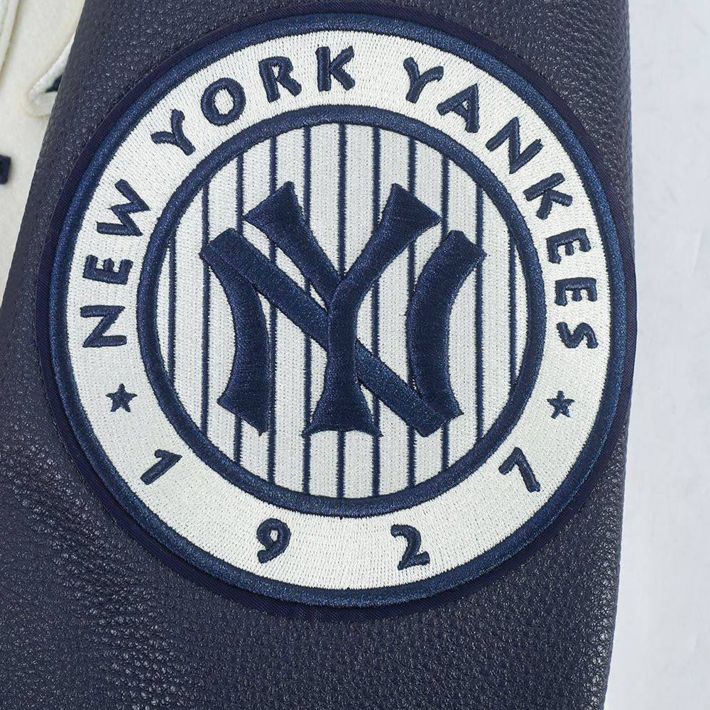 New York Yankees MLB Pro Standard Men's Eggshell/Navy Modern Originals Rib Wool Varsity Jacket