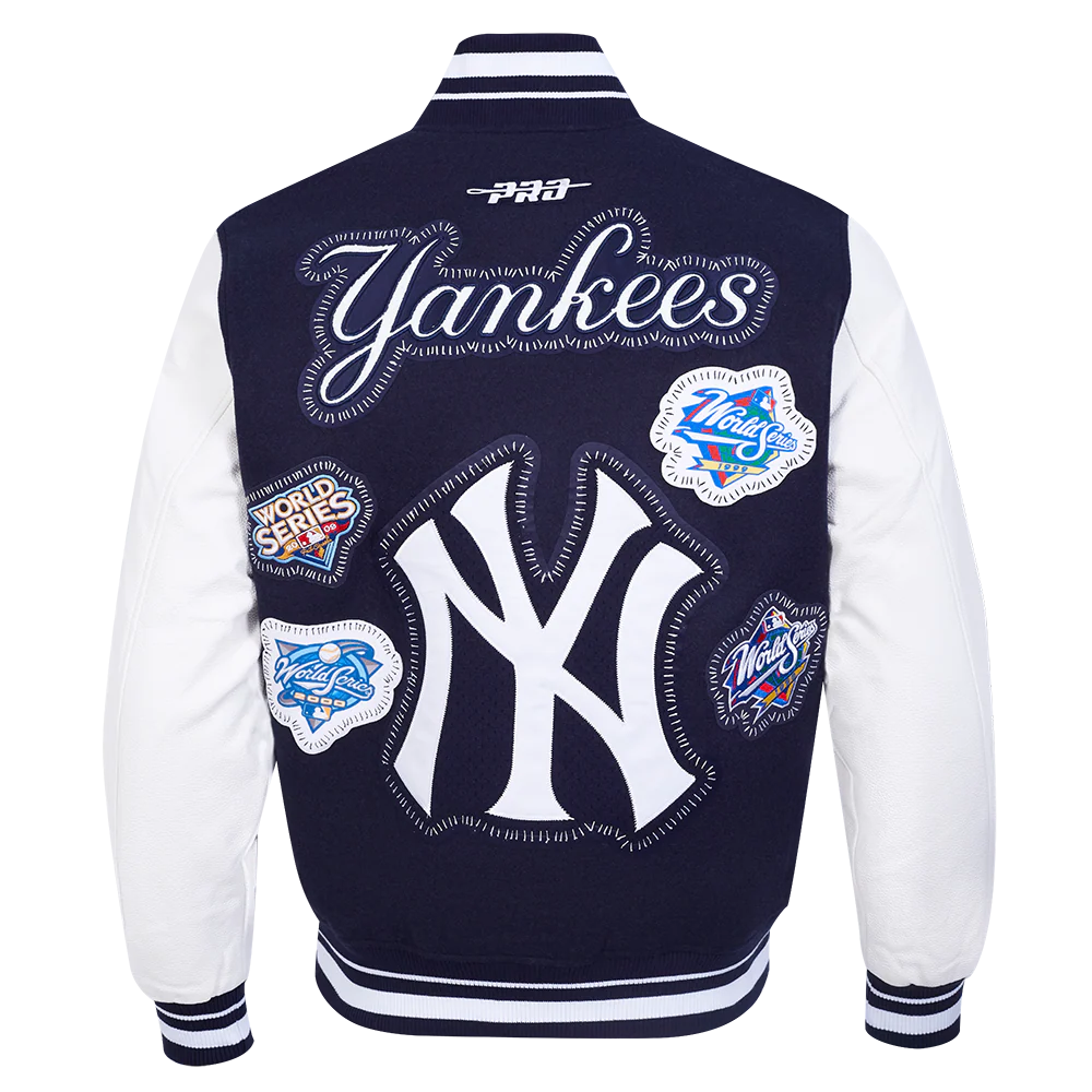 New York Yankees MLB Pro Standard Men's Navy DIY Pick Stitch Rib Wool Varsity Jacket