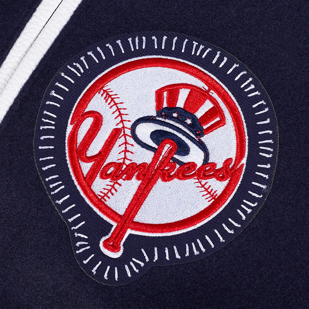Veste universitaire en laine côtelée marine New York Yankees MLB Pro Standard pour homme, à surpiqûres apparentes.