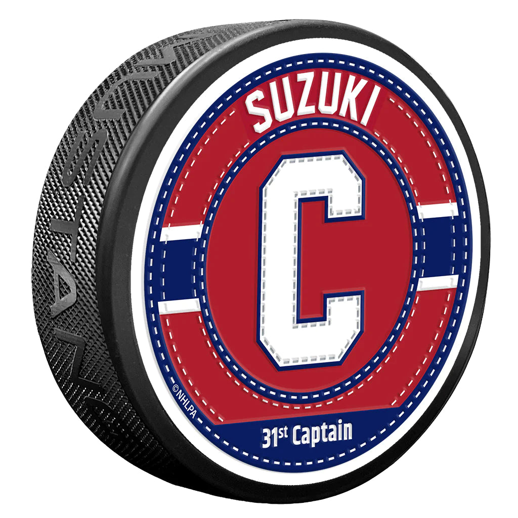 Nick Suzuki Canadiens de Montréal Capitaine de la LNH Uniforme Stitch Rondelle de hockey
