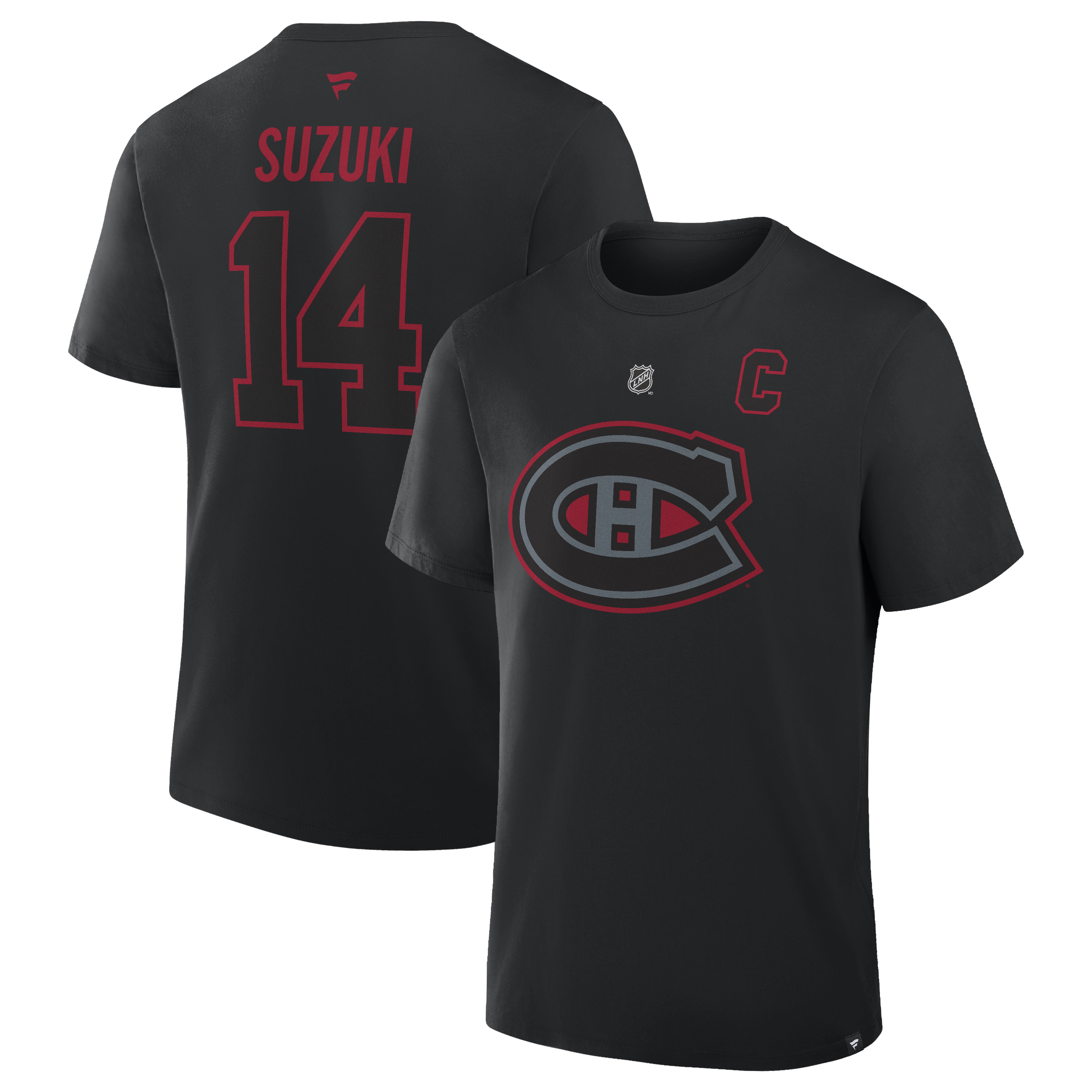 T-shirt noir authentique Nick Suzuki des Canadiens de Montréal (NHL) de marque Fanatics pour hommes