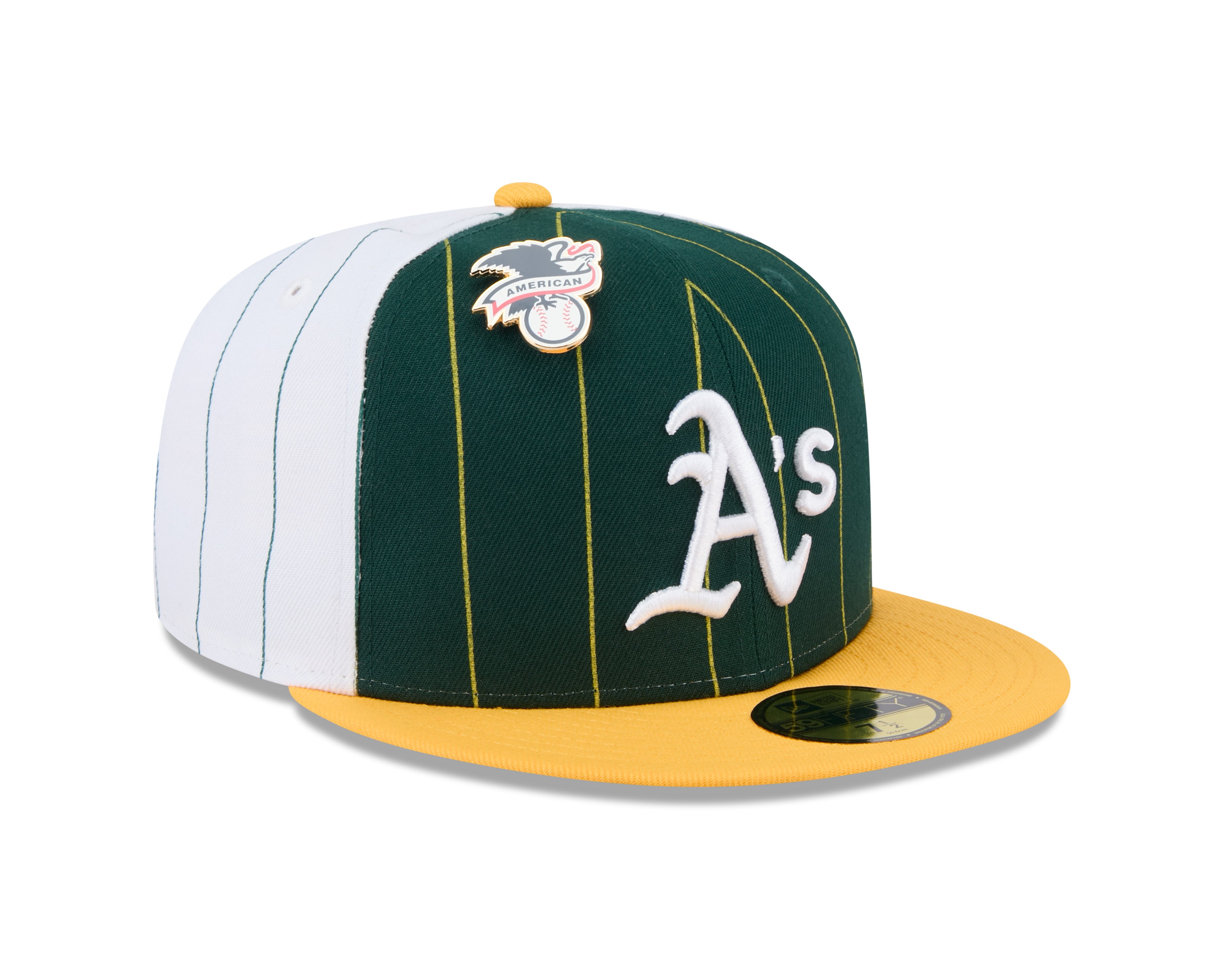 Oakland Athletics MLB New Era Men's Green 59Fifty Two Tone Pinstripe Fitted Hat