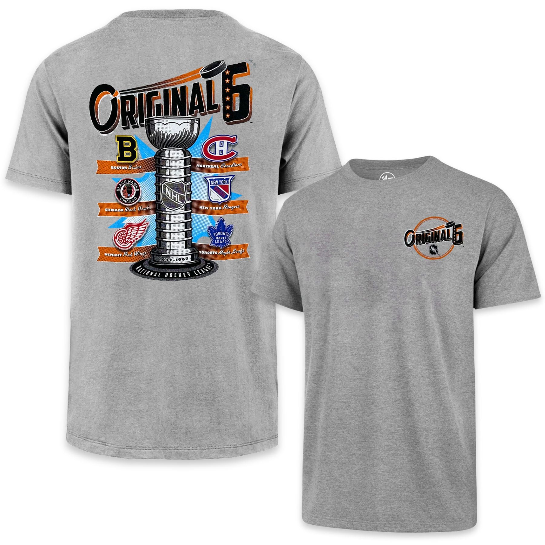 Original Six NHL 47 Brand Men's Grey Backer T-Shirt