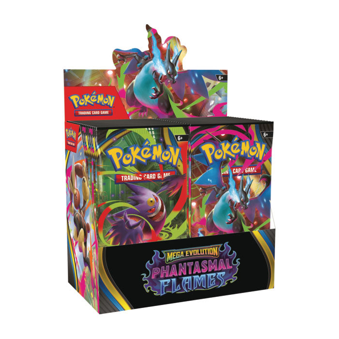 Présentoir de boosters Pokémon TCG Mega Evolution Flammes Fantasmagoriques