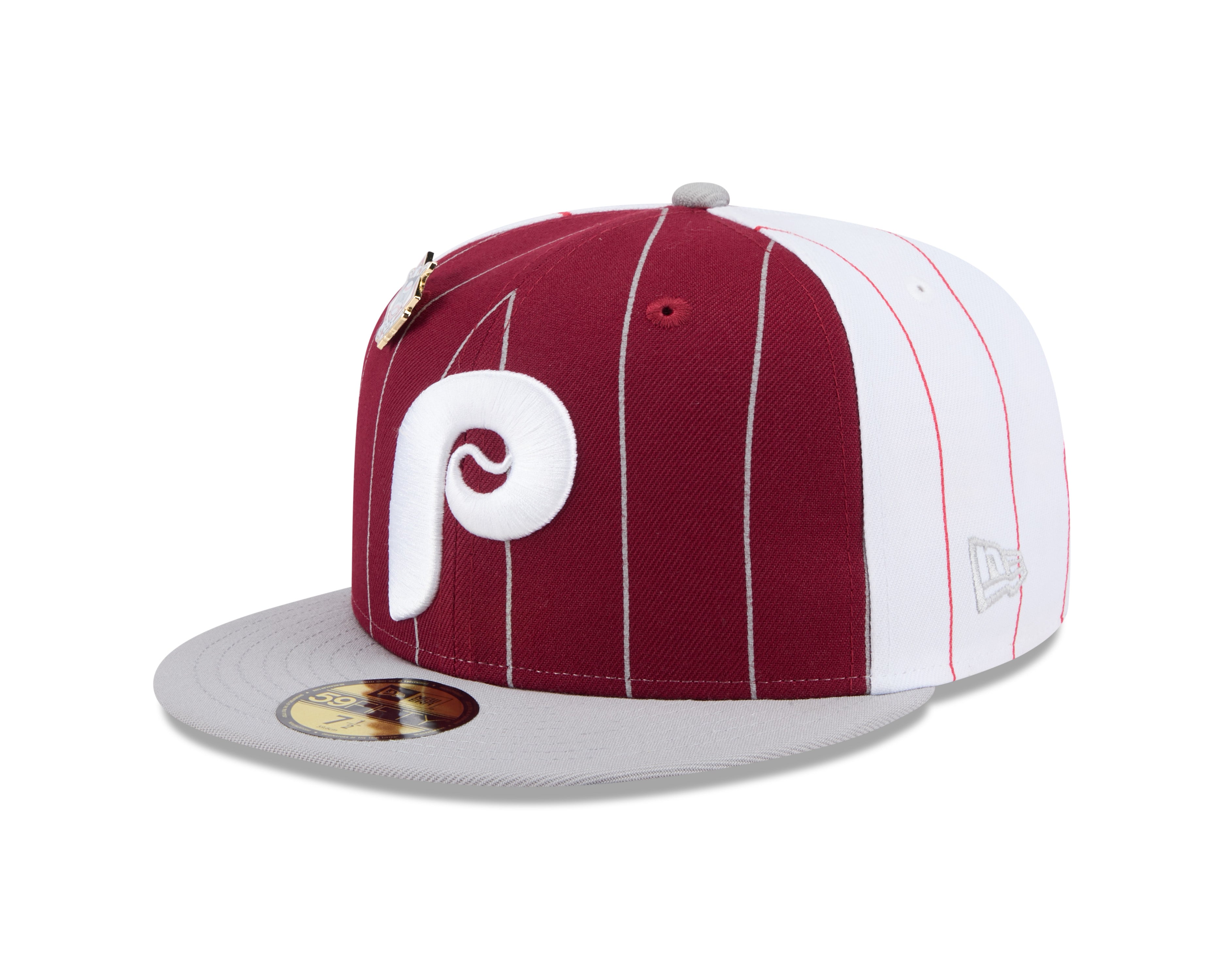 Philadelphia Phillies MLB New Era Men's Burgundy 59Fifty Two Tone Pinstripe Fitted Hat