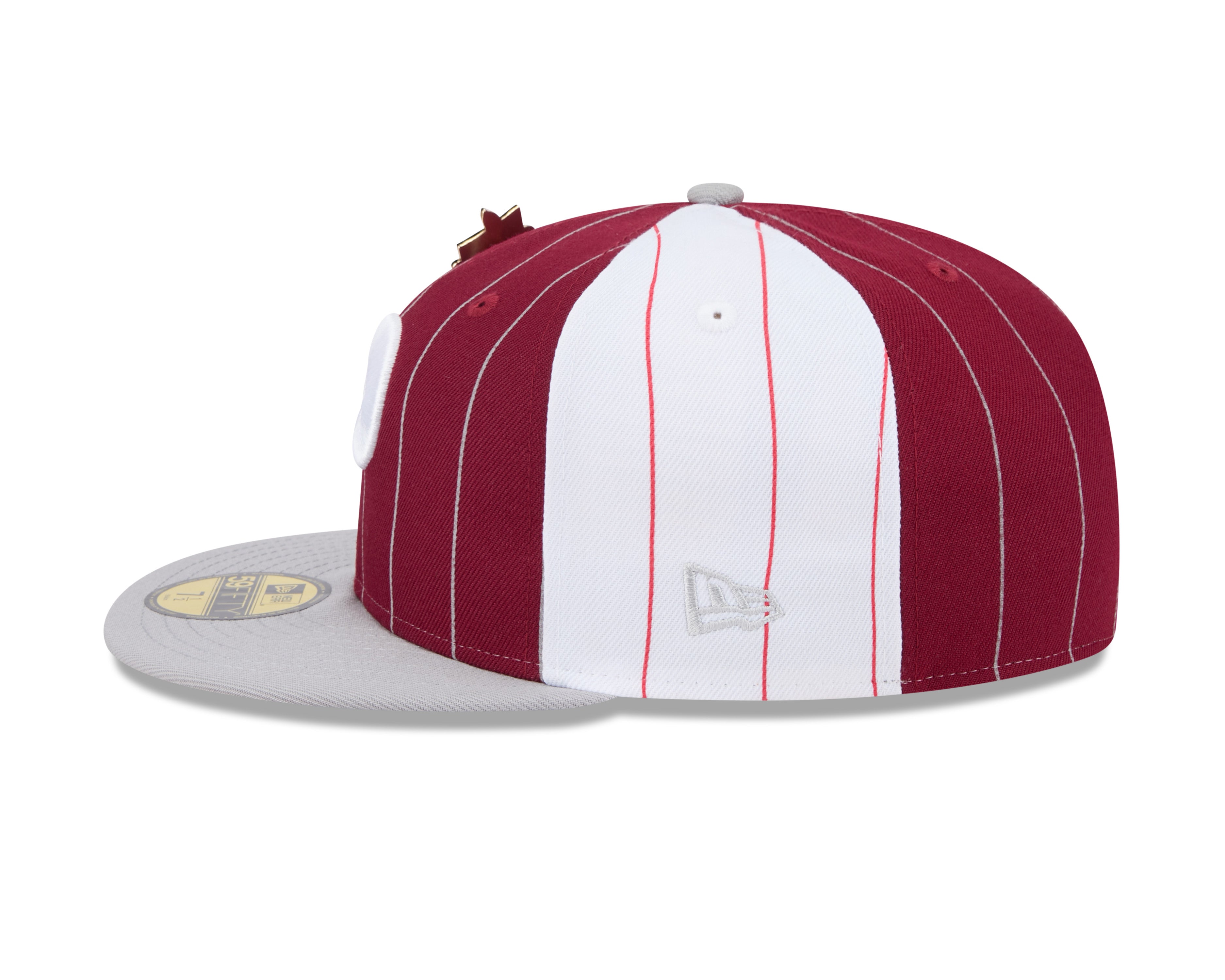 Philadelphia Phillies MLB New Era Men's Burgundy 59Fifty Two Tone Pinstripe Fitted Hat