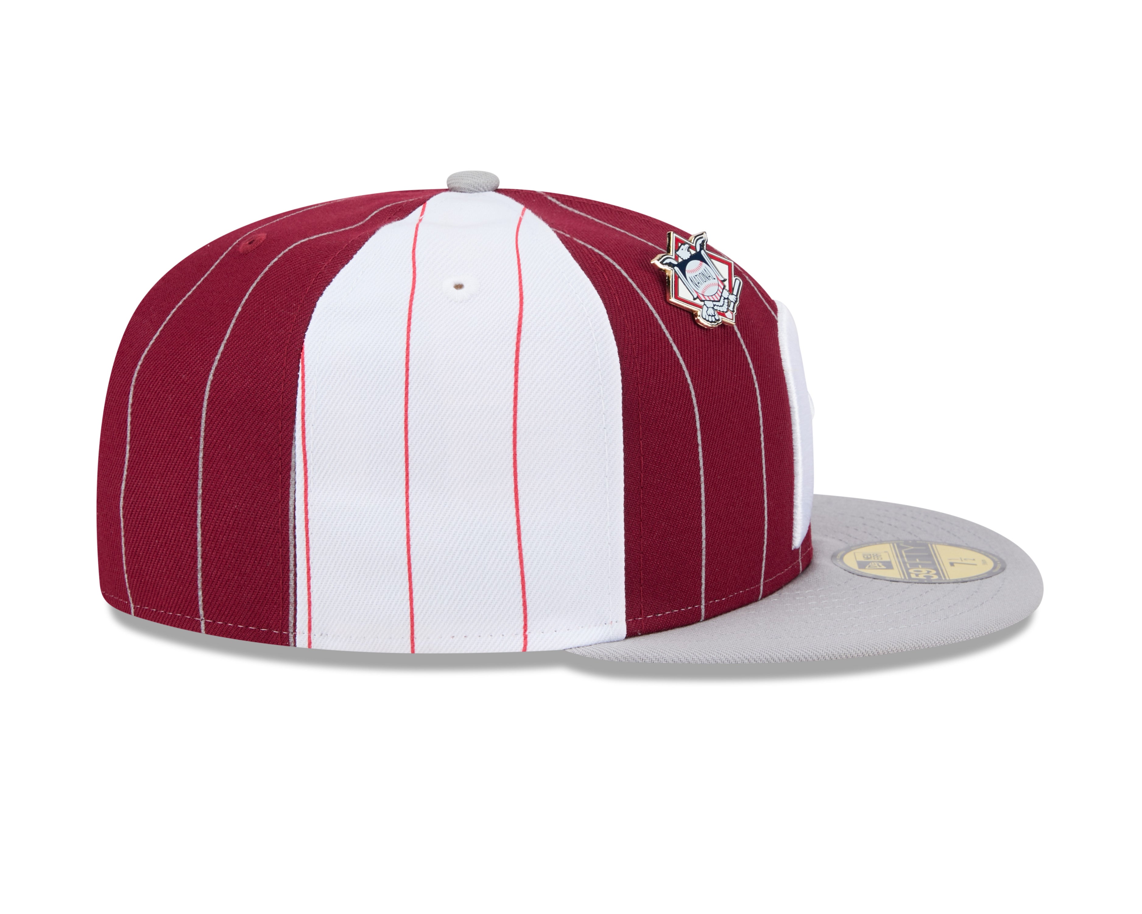 Philadelphia Phillies MLB New Era Men's Burgundy 59Fifty Two Tone Pinstripe Fitted Hat