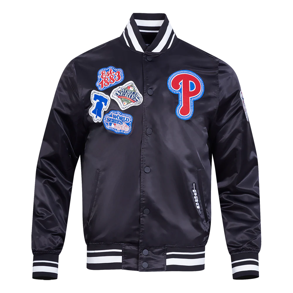 Philadelphia Phillies MLB Pro Standard Men's Black DIY Pick Stitch Rib Satin Jacket