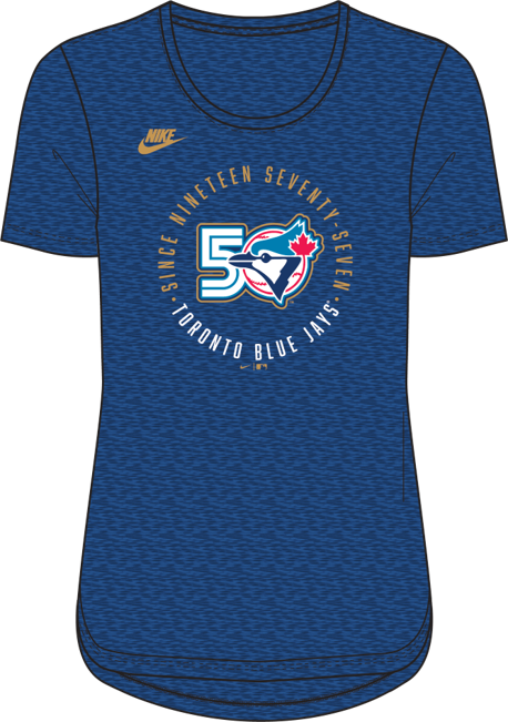 T-shirt Femme Toronto Blue Jays MLB Nike Bleu Royal 50e Anniversaire Fadeaway
