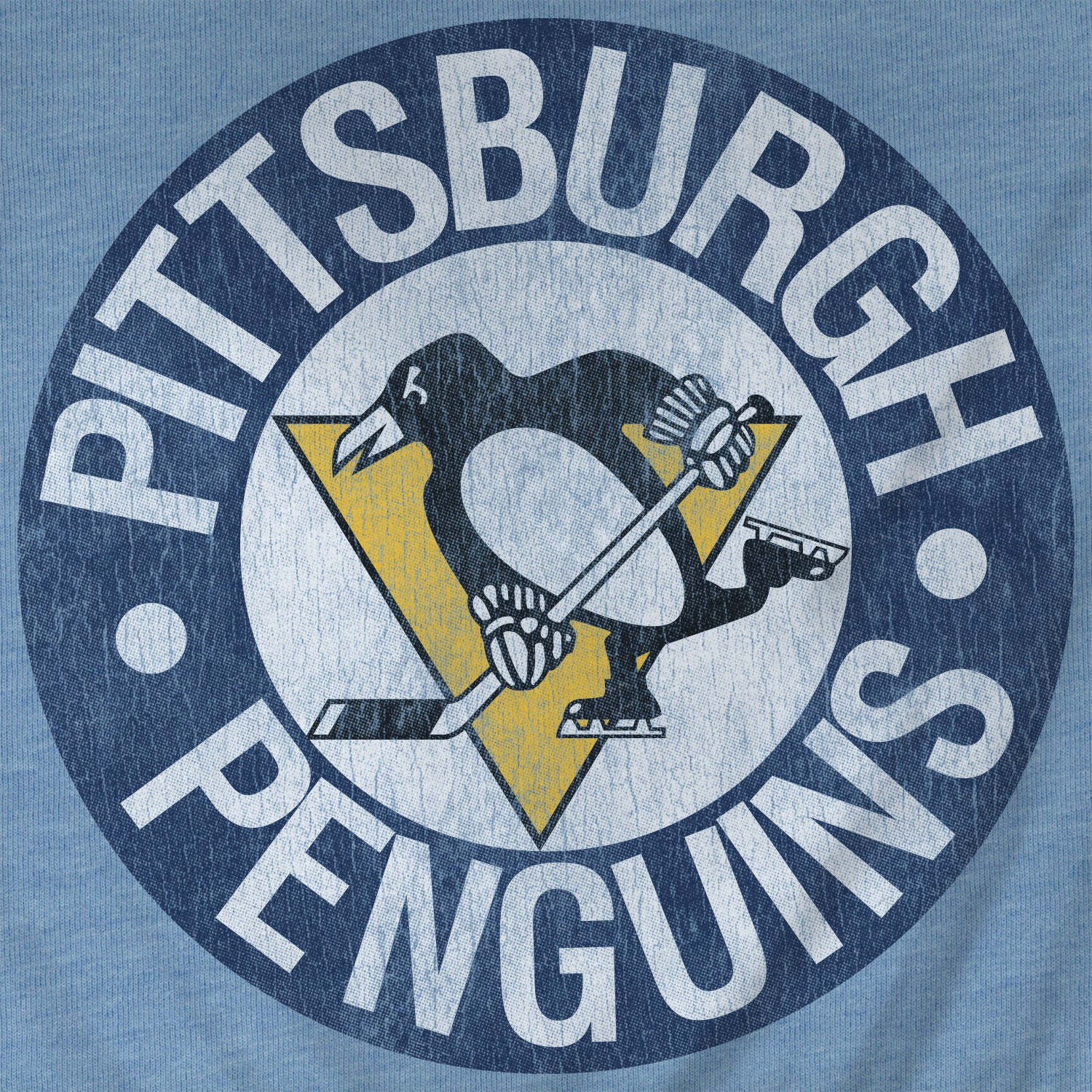 Pittsburgh Penguins NHL Bulletin Men's Light Blue Vintage Distressed Logo Heathered T-Shirt
