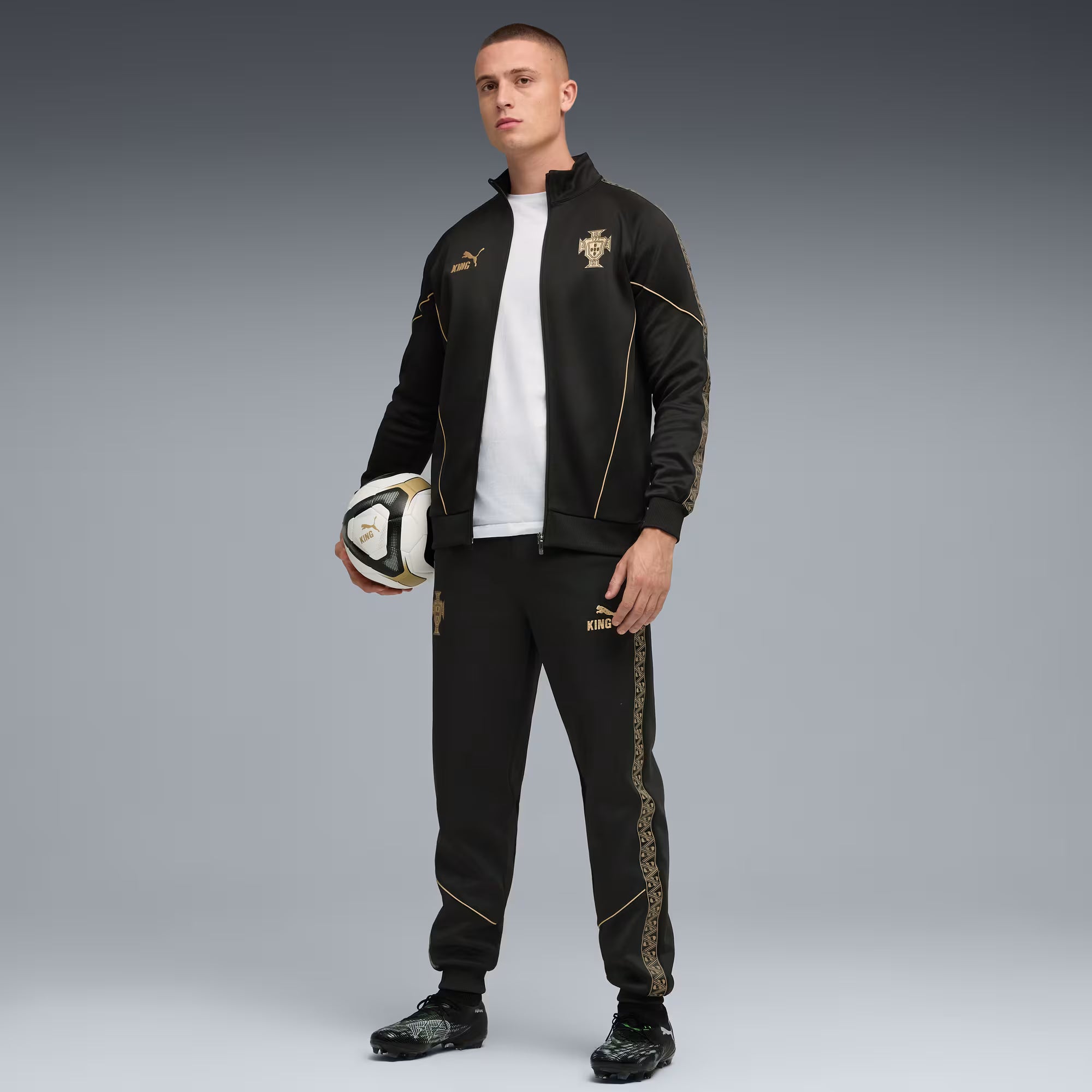 Portugal National Team FIFA Puma Men's Black 2025/26 Special Edition Eusébio King Anthem Jacket