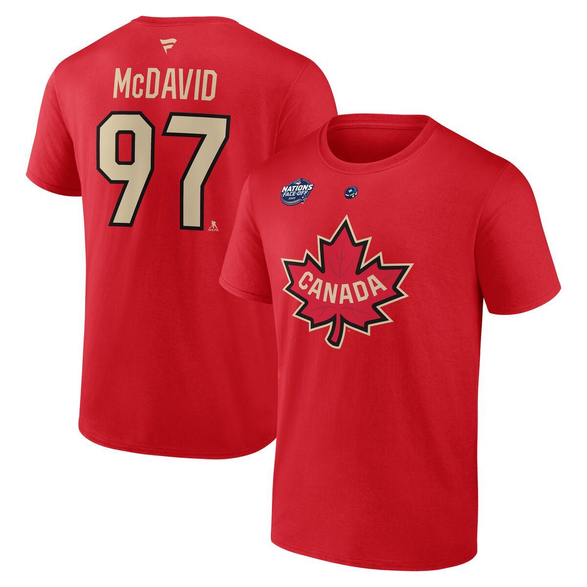 Connor Mcdavid Canada NHL 4 Nations Face-Off Fanatics Branded Men's Red Authentic T-Shirt
